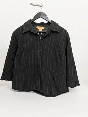 Vintage Classiques Entier Black Pinstripe Shirt with White Stitching